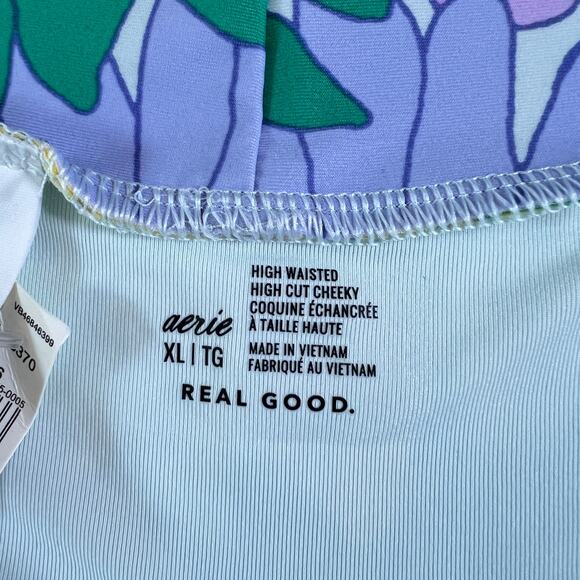 Aerie High Waisted High Cut Cheeky Floral Bikini Bottom Womens‎ XL Beach NWT - Picture 3 of 6